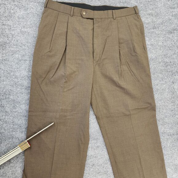 Brooks Brothers Pants Mens 36R (35x30) Brown 100% Wool Pleated Brooksease Casual - Picture 14 of 16